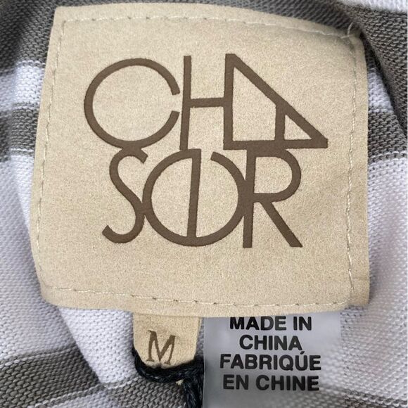 Chaser White & Grey Striped Ruffle Flounce Sleeve Sweatshirt. Medium. New NWT - Picture 3 of 4